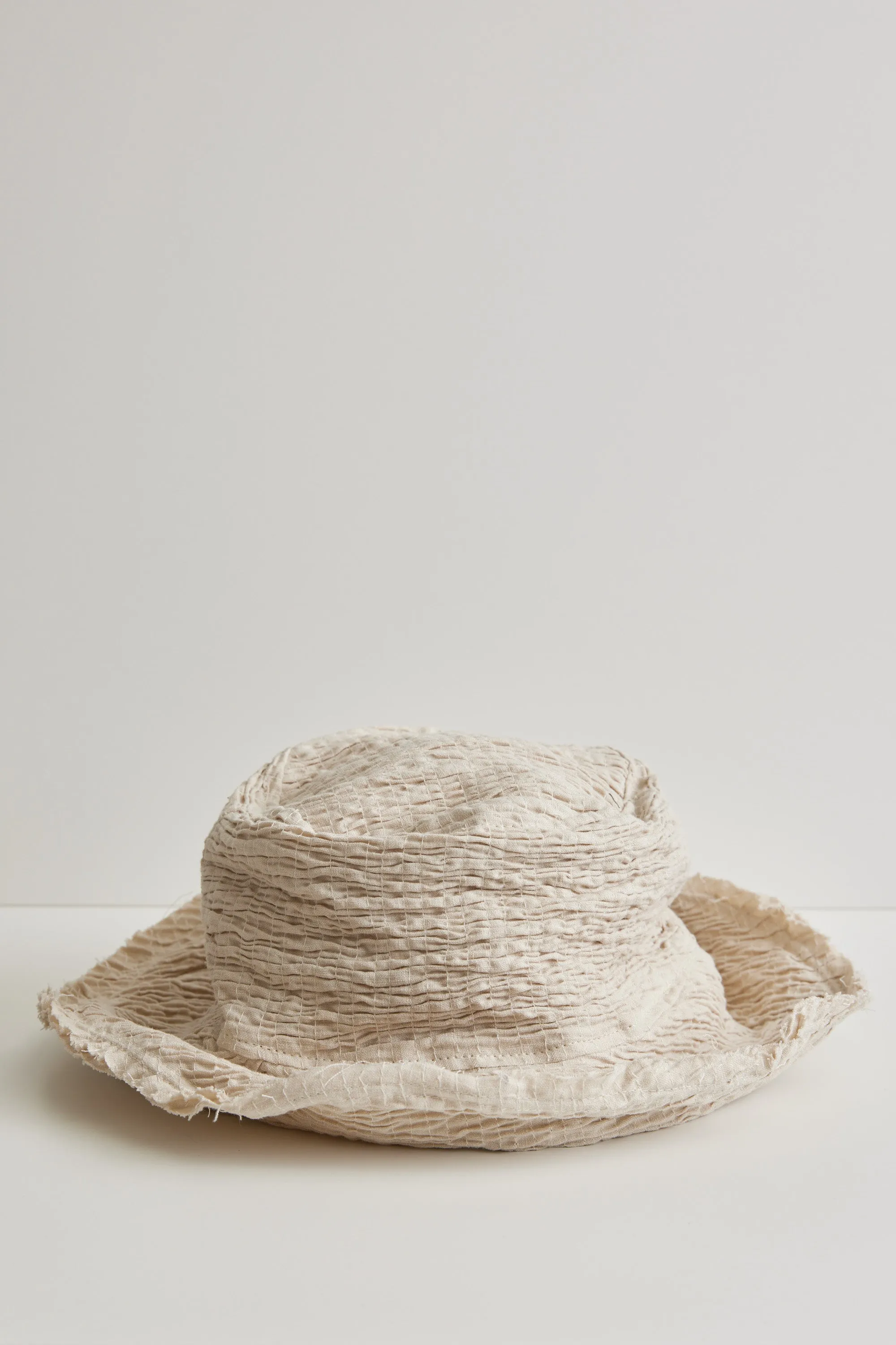Not in a Ruche – Crinkled Linen Bucket Hat with Shapeable Brim - Cream sold by Heirloom Hats product image thumbnail 5