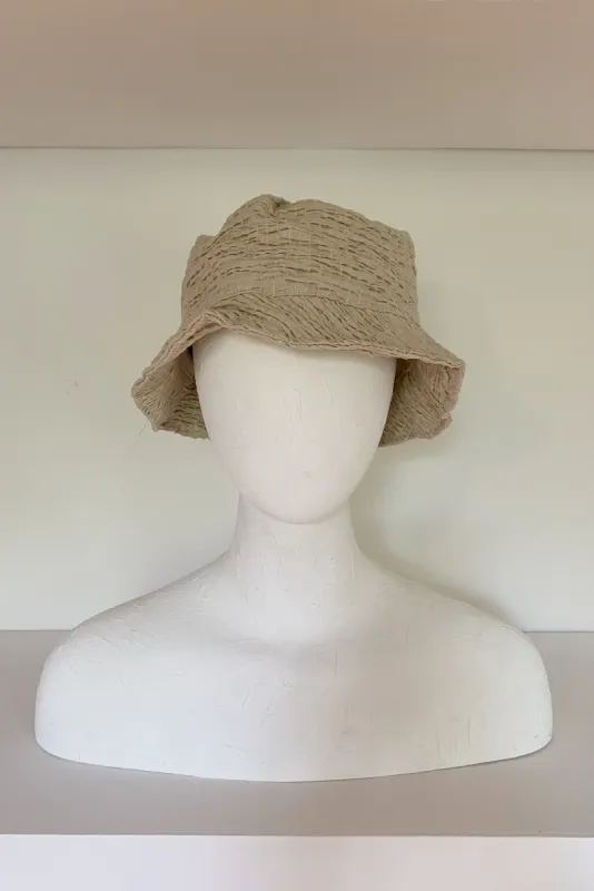 Linen bucket hat with short brim (SAMPLE SIZE LARGE) sold by Heirloom Hats