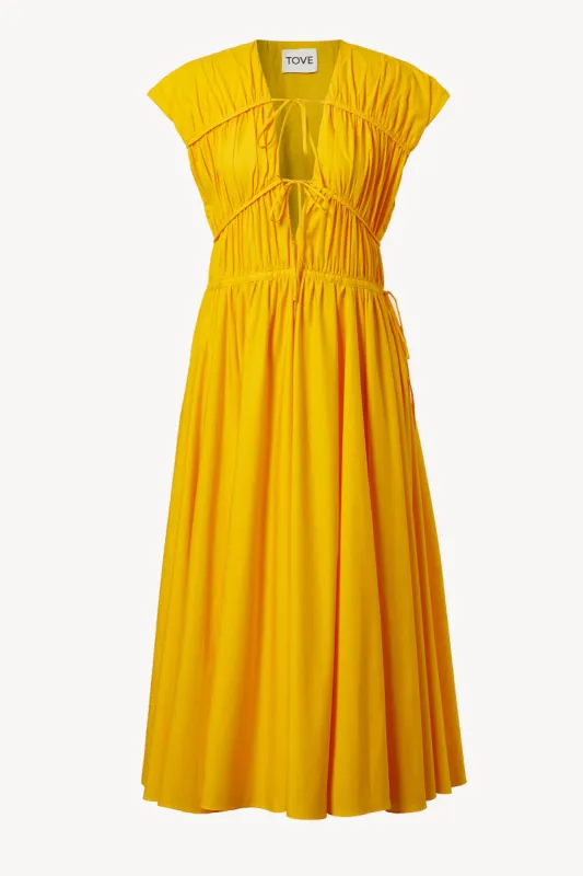 Ceres Cotton Midi Dress Golden Yellow sold by TOVE