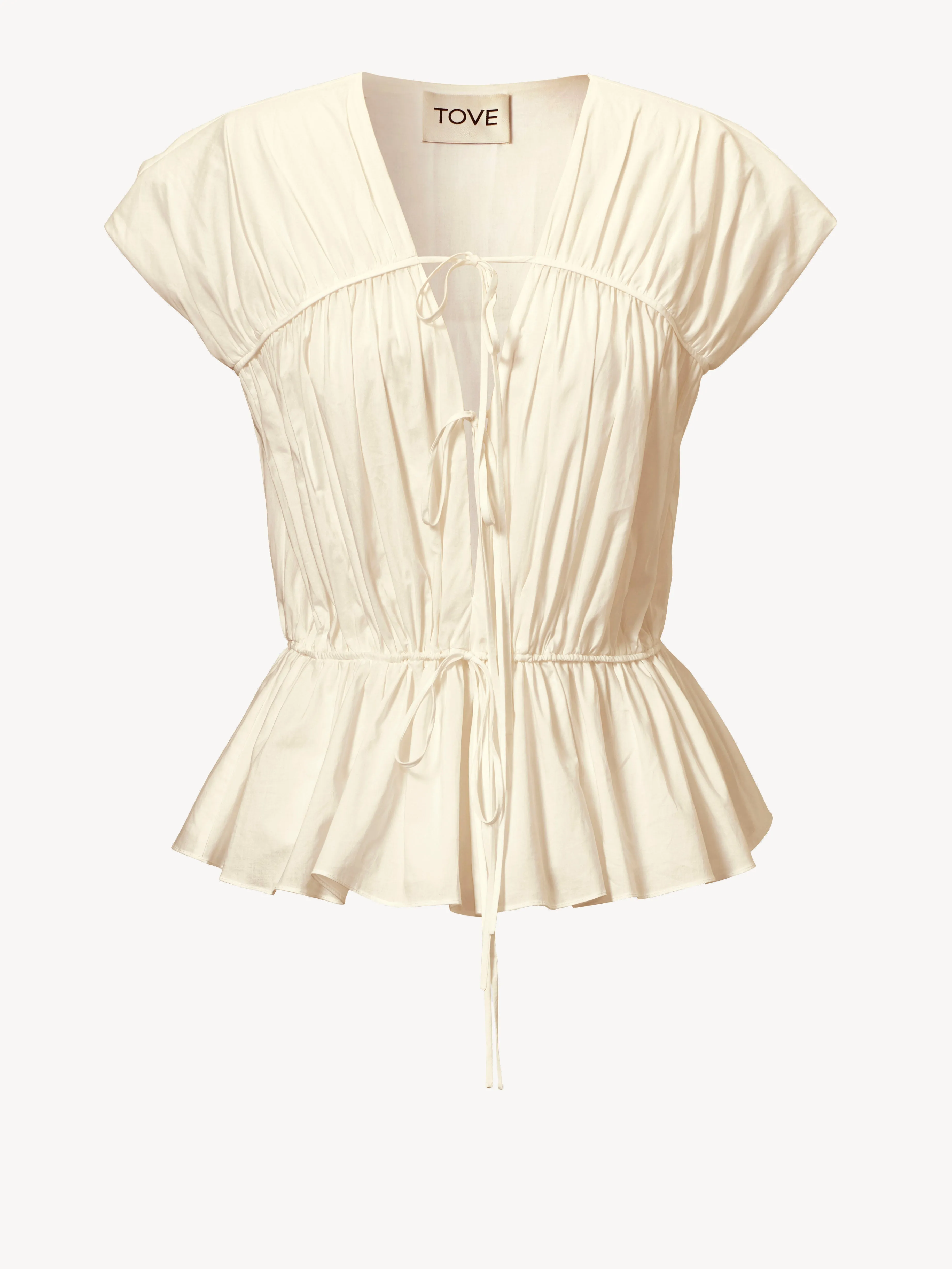 Thea Organic Cotton Gathered Sleeveless Top Cream sold by TOVE