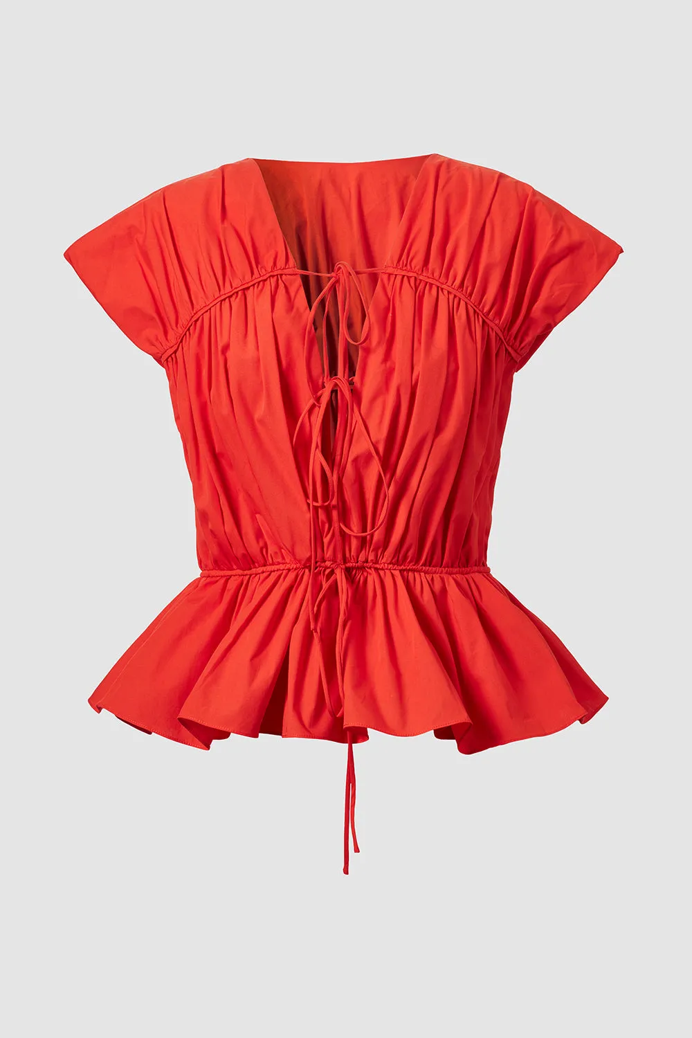 Thea Organic Cotton Gathered Sleeveless Top Red sold by TOVE