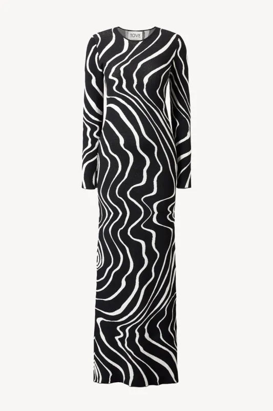 Nika Knitted Dress Black/White sold by TOVE