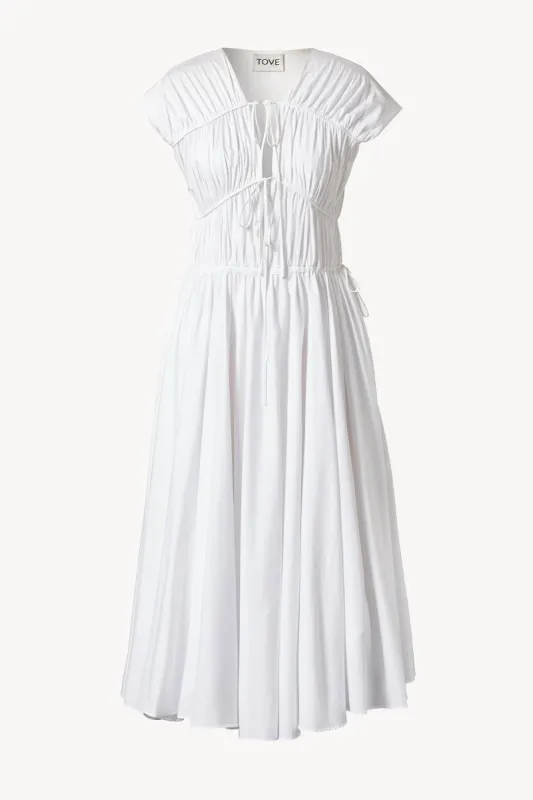 Ceres Organic Cotton Midi Dress White sold by TOVE
