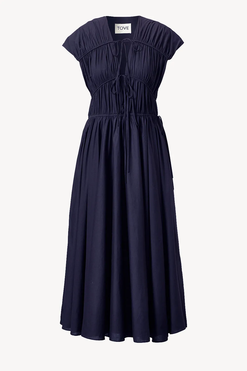 Ceres Organic Cotton Midi Dress Navy sold by TOVE