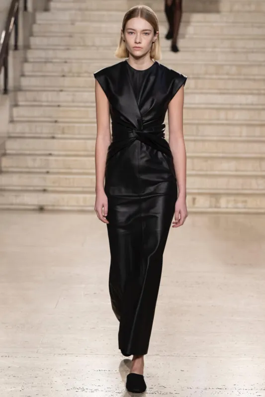 Ella Leather Dress Black sold by TOVE