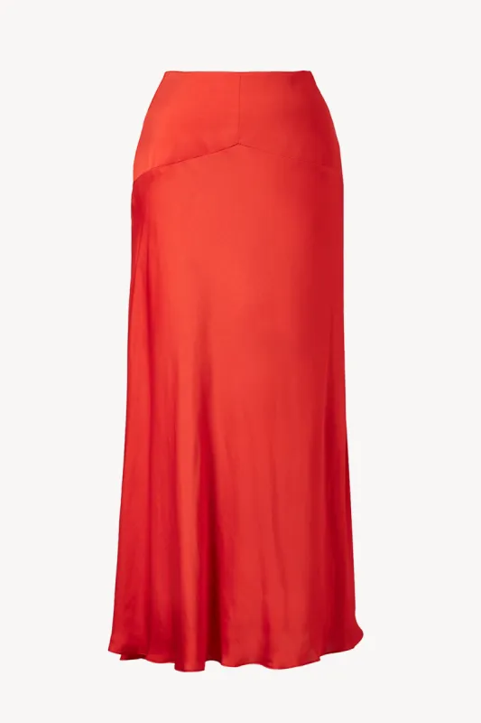 Clover Skirt Sand Washed Silk Red sold by TOVE