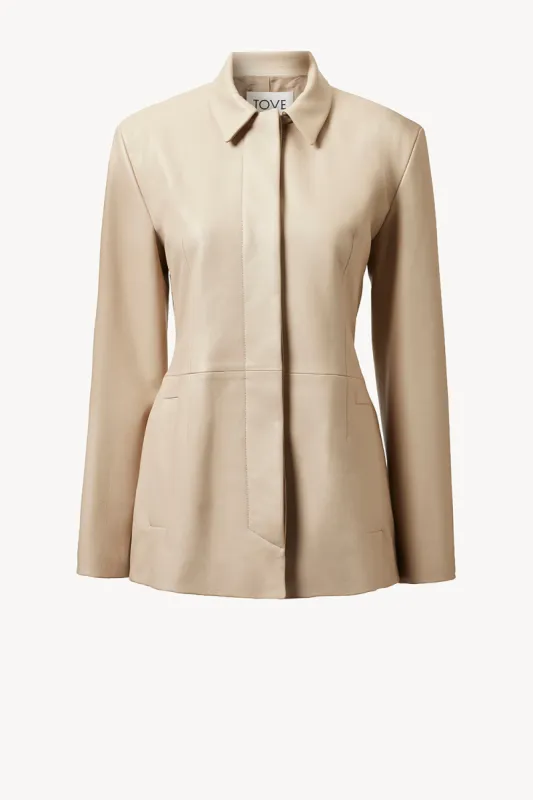Sana Leather Coat Natural sold by TOVE