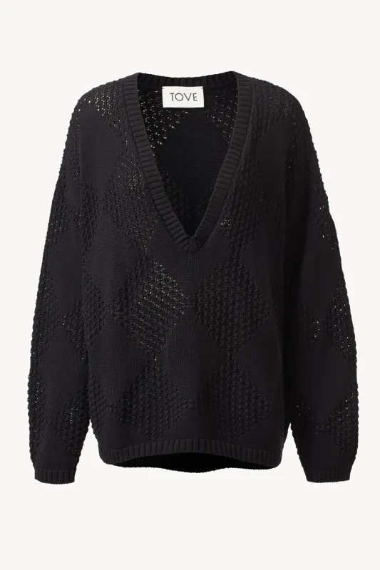 Yara Knitted Jumper Black sold by TOVE
