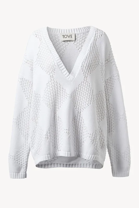Yara Knitted Jumper White sold by TOVE