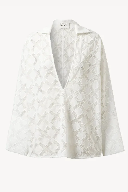 Luisa Top Open-Weave White sold by TOVE
