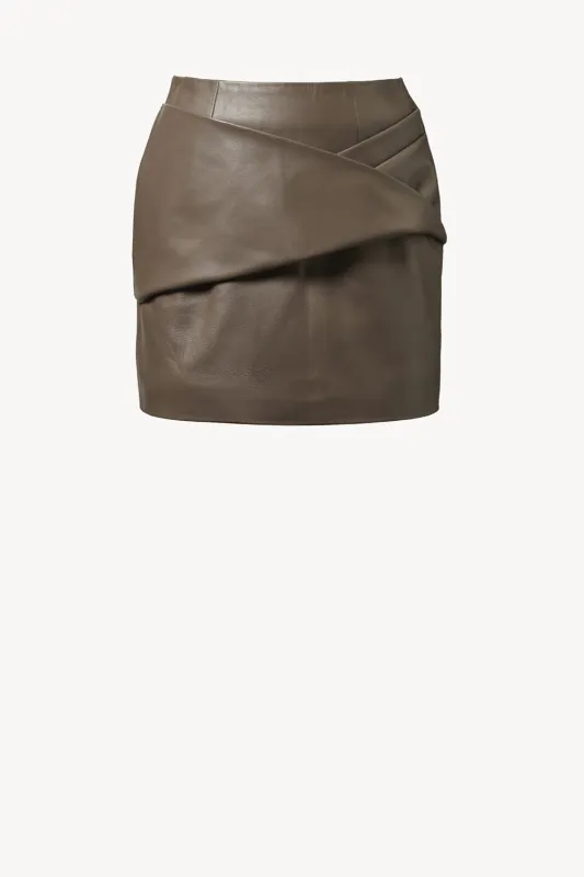 Liss Leather Skirt Taupe sold by TOVE