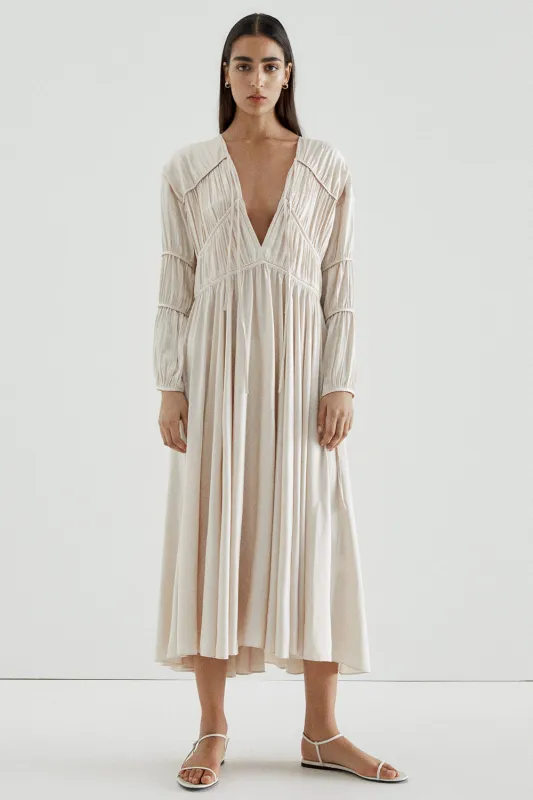Gracen Dress Sand Washed Silk Cream sold by TOVE