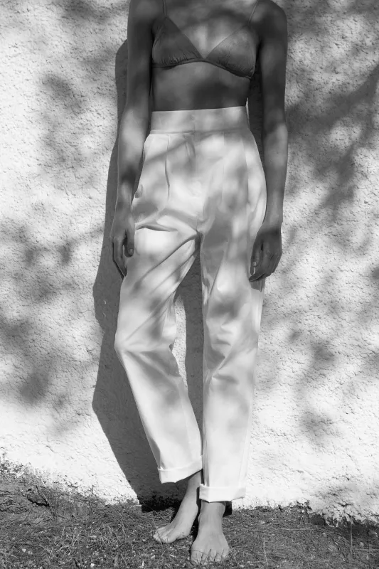 Lourdes Organic Cotton Trouser White sold by TOVE