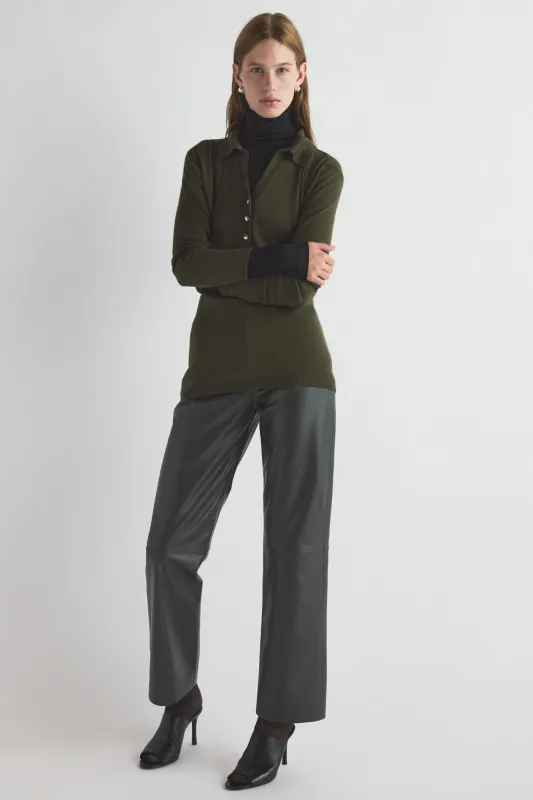Yeal Leather Trouser Khaki sold by TOVE