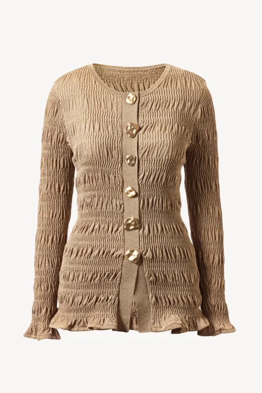 Anja Knitted Cardigan Gold made by TOVE