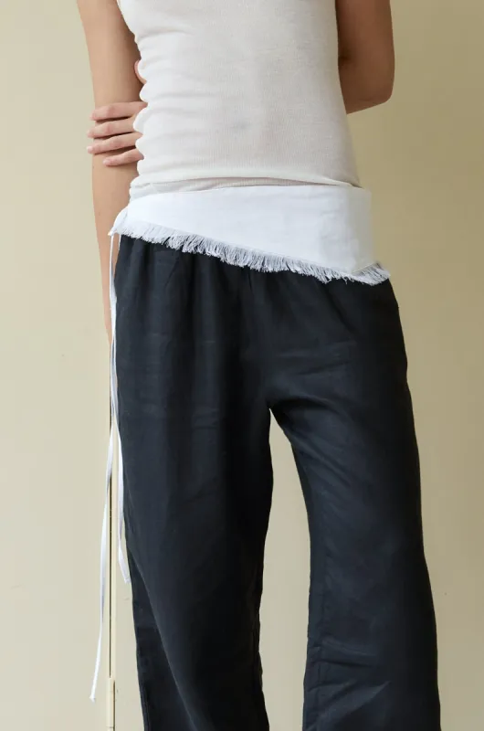 Linen Fray belt - White made by Deiji Studios