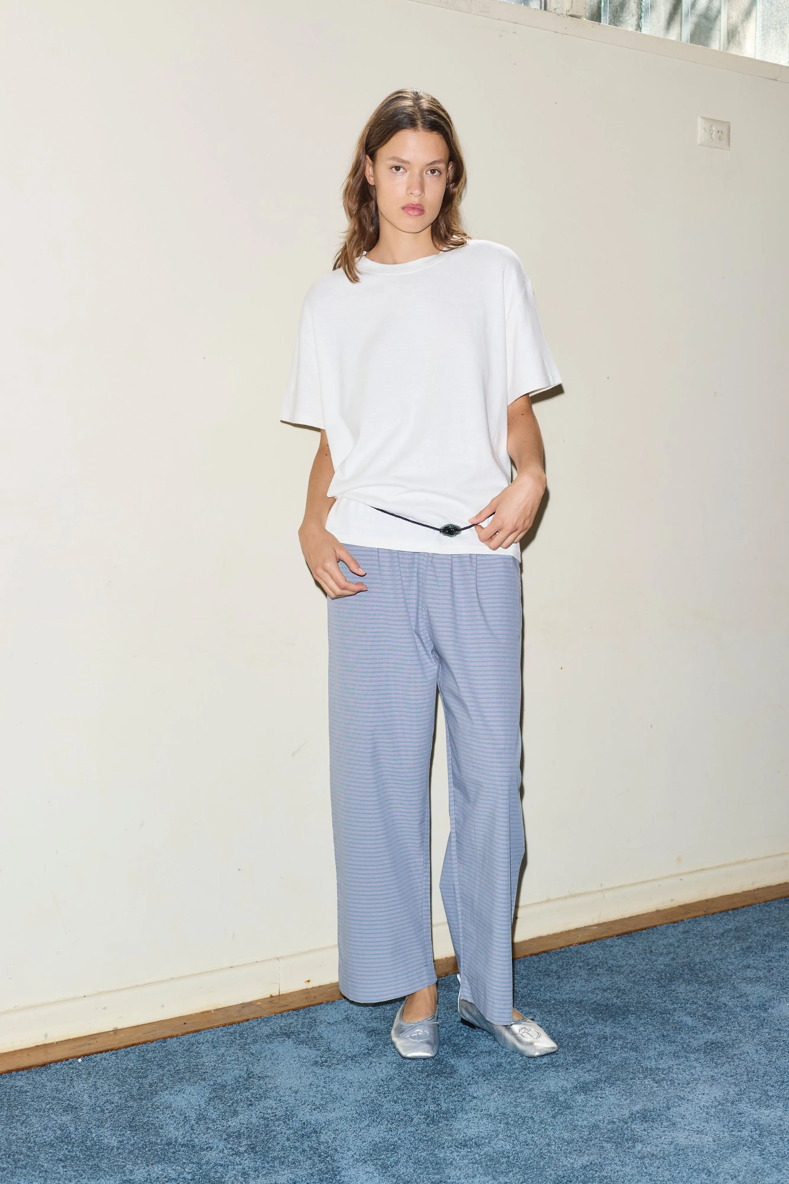 the ease trouser - pillow check sold by Deiji Studios