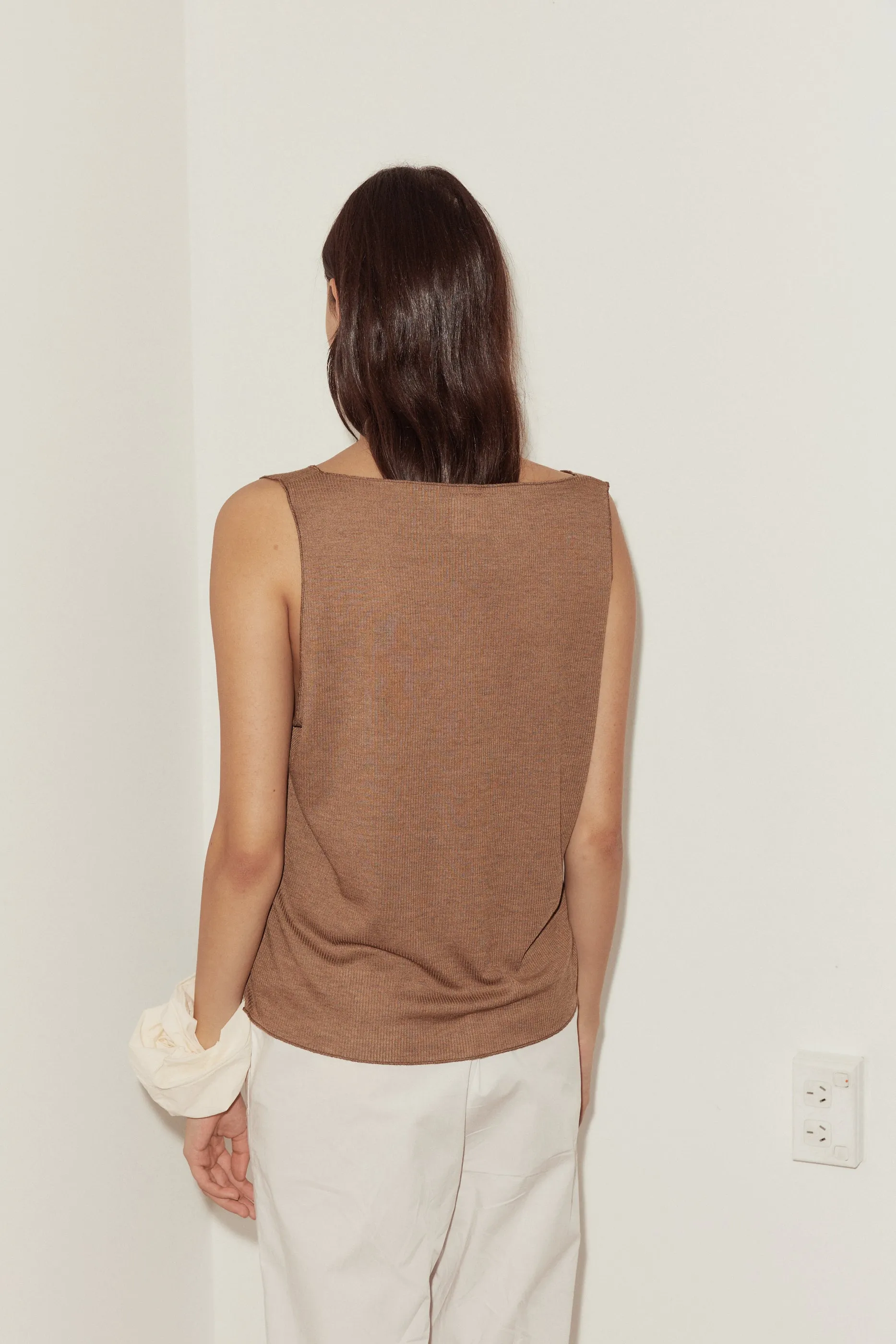 Button Up Knit Tank - Coffee sold by Deiji Studios product image thumbnail 4