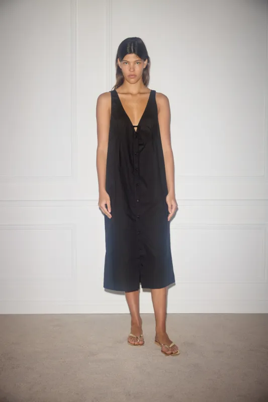Tuck Tie Dress - Black sold by Deiji Studios