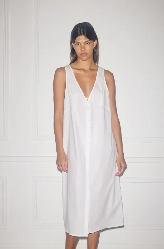 Tuck Tie Dress - White sold by Deiji Studios