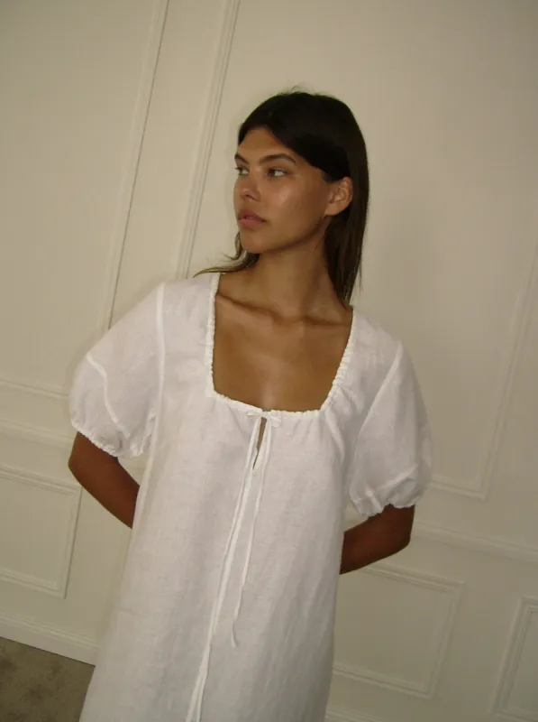 Curved Seam Midi Dress - White made by Deiji Studios