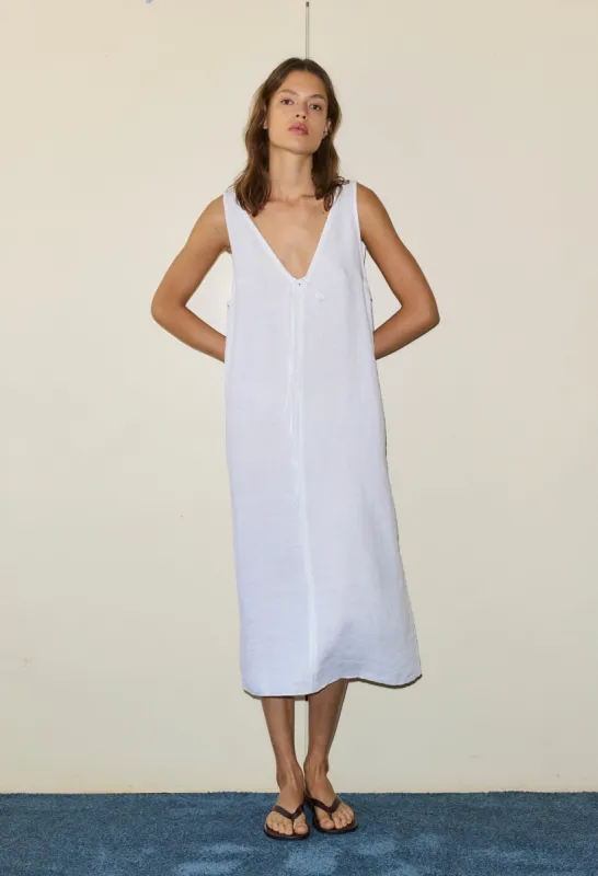 The Tie Slip Dress - White made by Deiji Studios