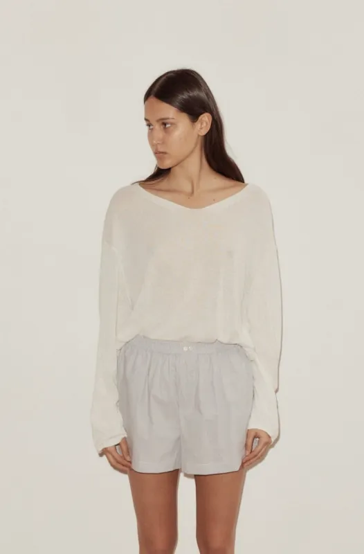 Loose Long Sleeve Knitted Top - White made by Deiji Studios