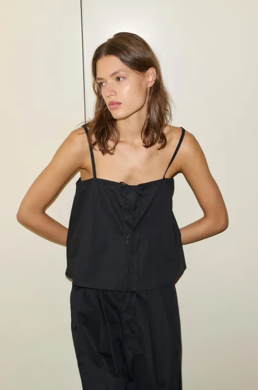 The Placket Strap Top - Black sold by Deiji Studios