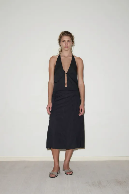 Double Lace Up skirt - Black made by Deiji Studios