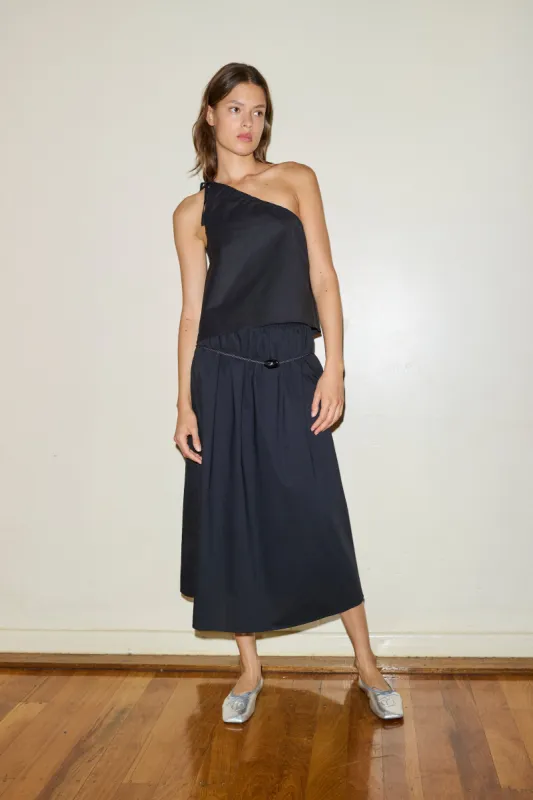The Mid Cotton Skirt  - Black made by Deiji Studios