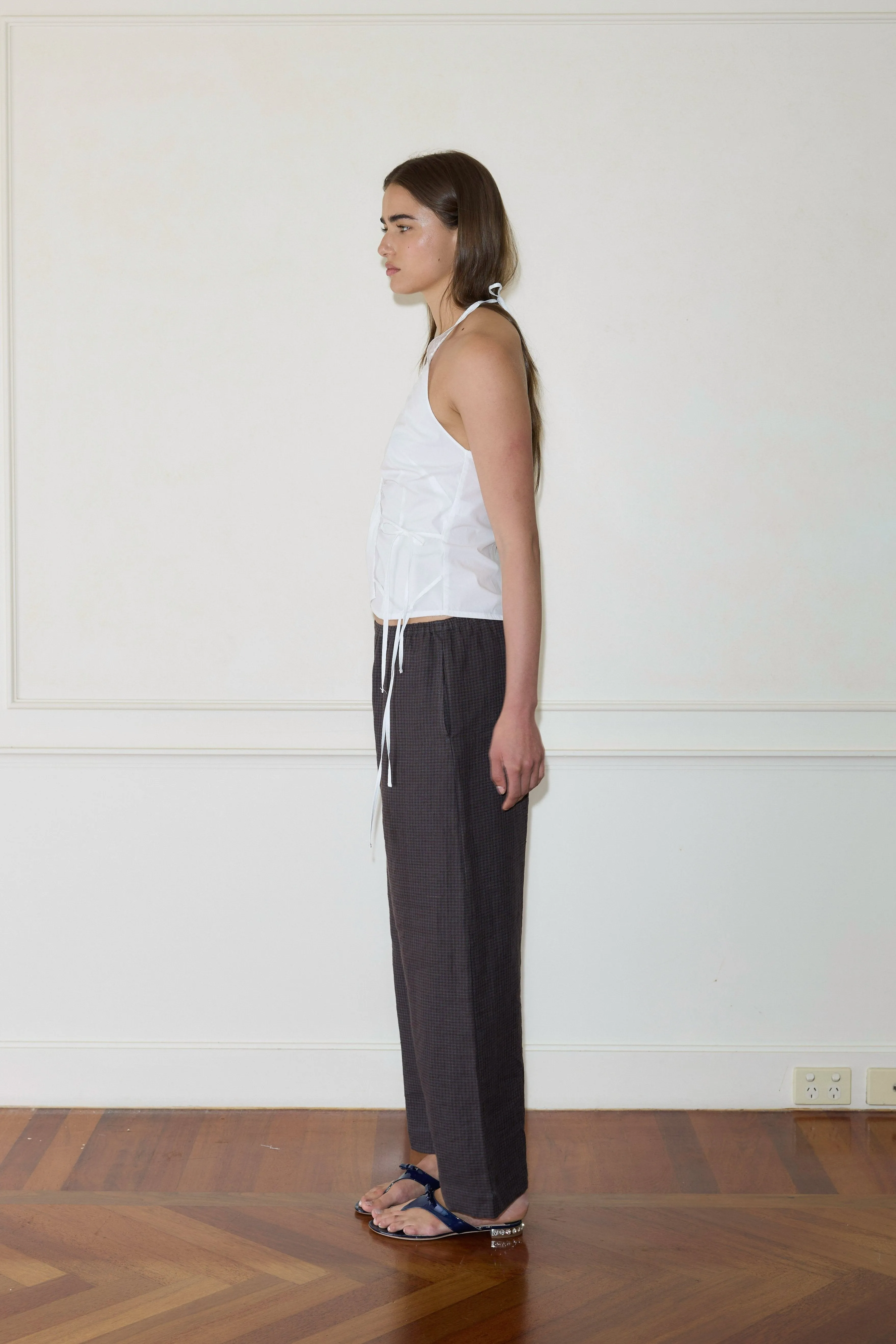 Linen Ease Trouser - Slate Check sold by Deiji Studios product image thumbnail 2