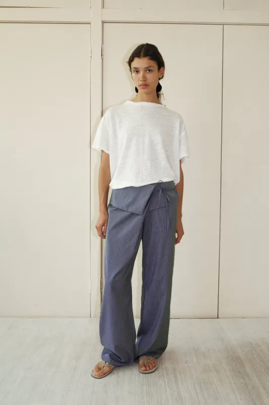 Folded Wool Pant - Navy Stripe made by Deiji Studios