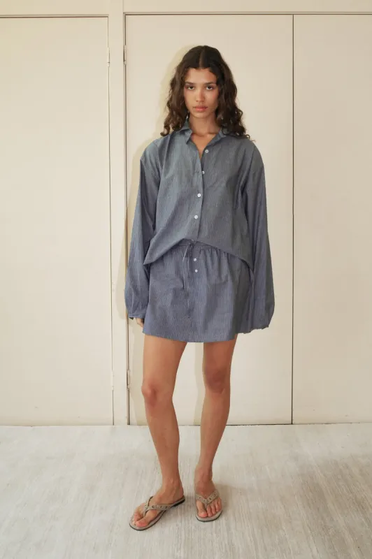 Placket Skirt - Blue Pinstripe made by Deiji Studios