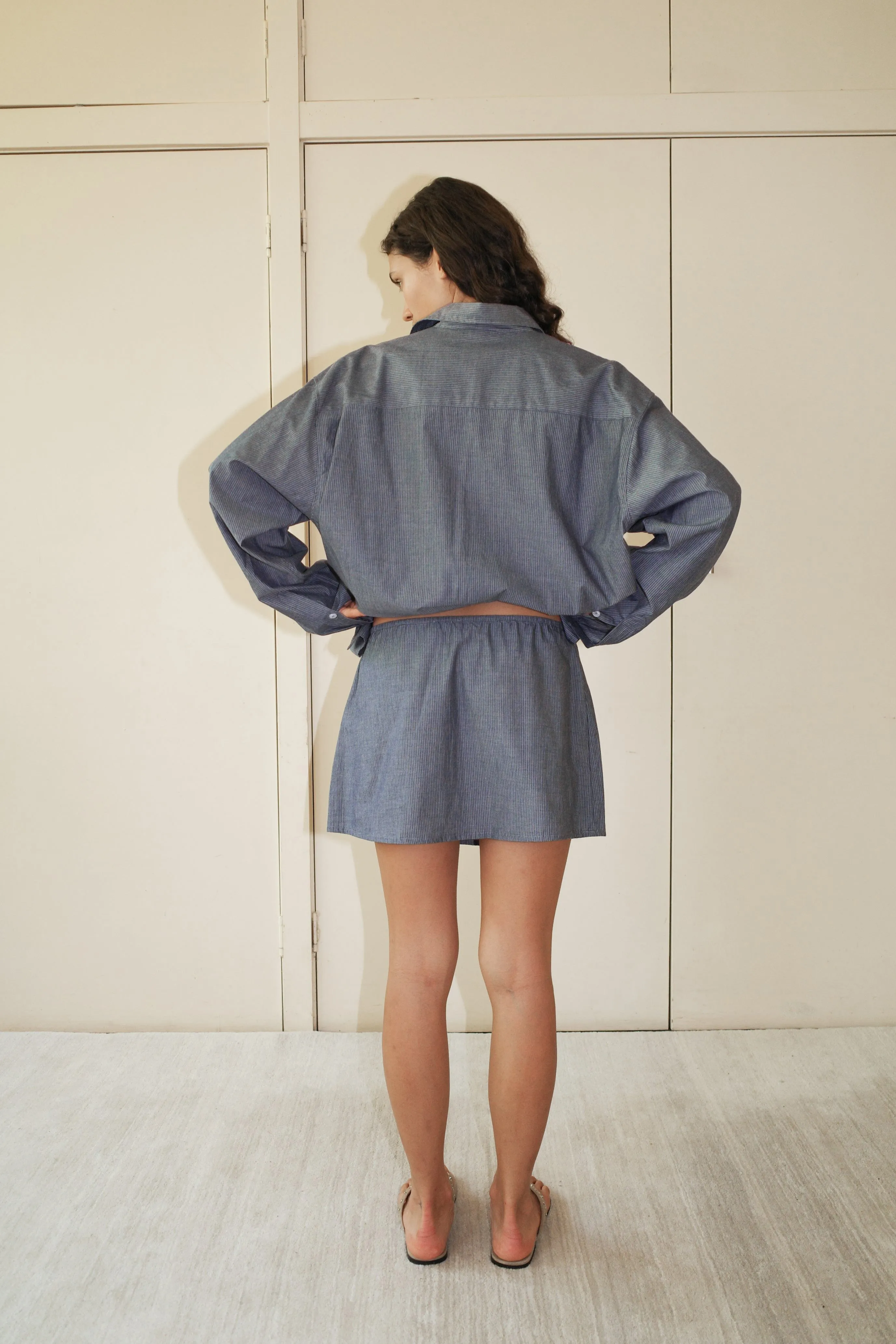 Placket Skirt - Blue Pinstripe sold by Deiji Studios product image thumbnail 4