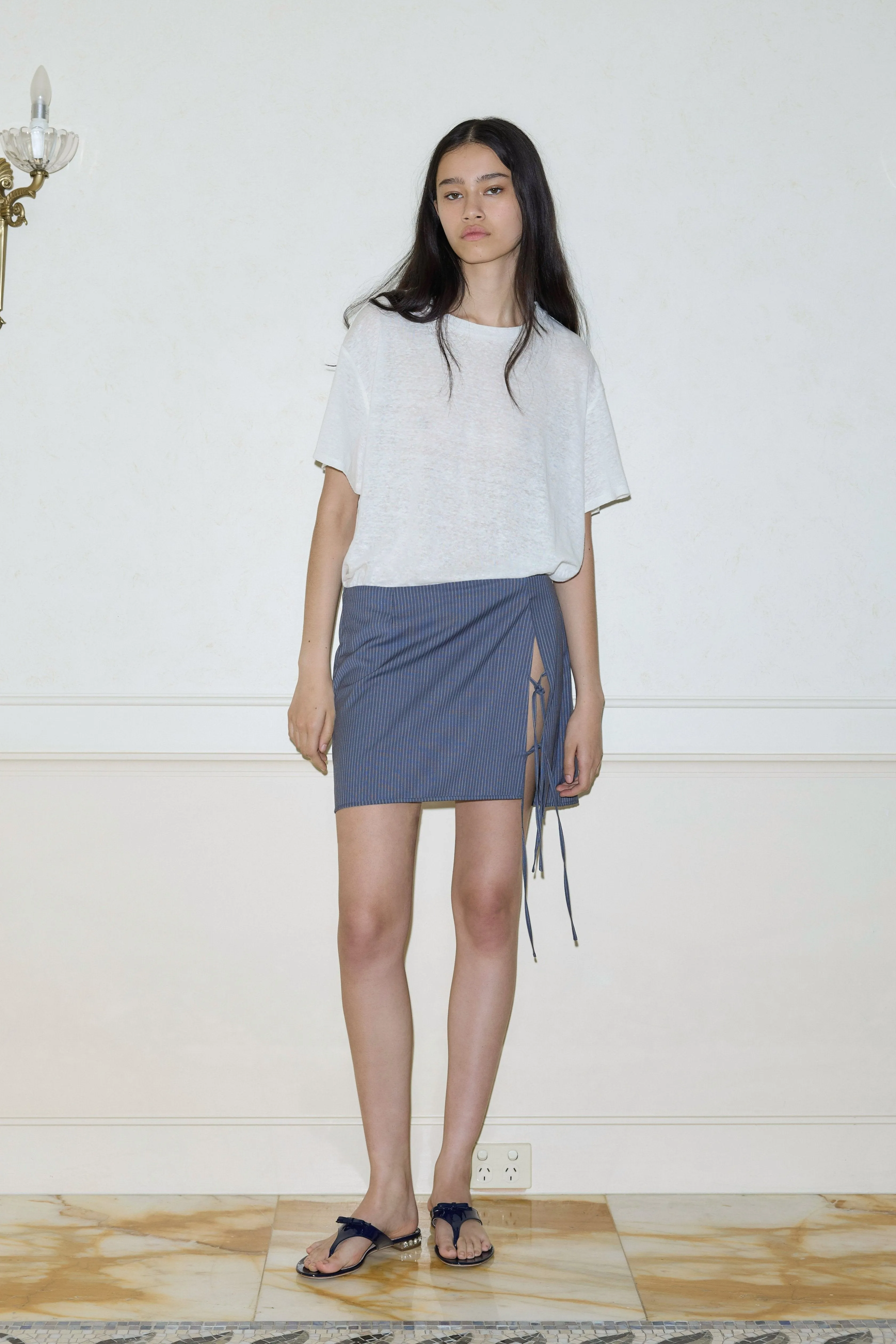 Two Ties Skirt - Navy Stripe sold by Deiji Studios