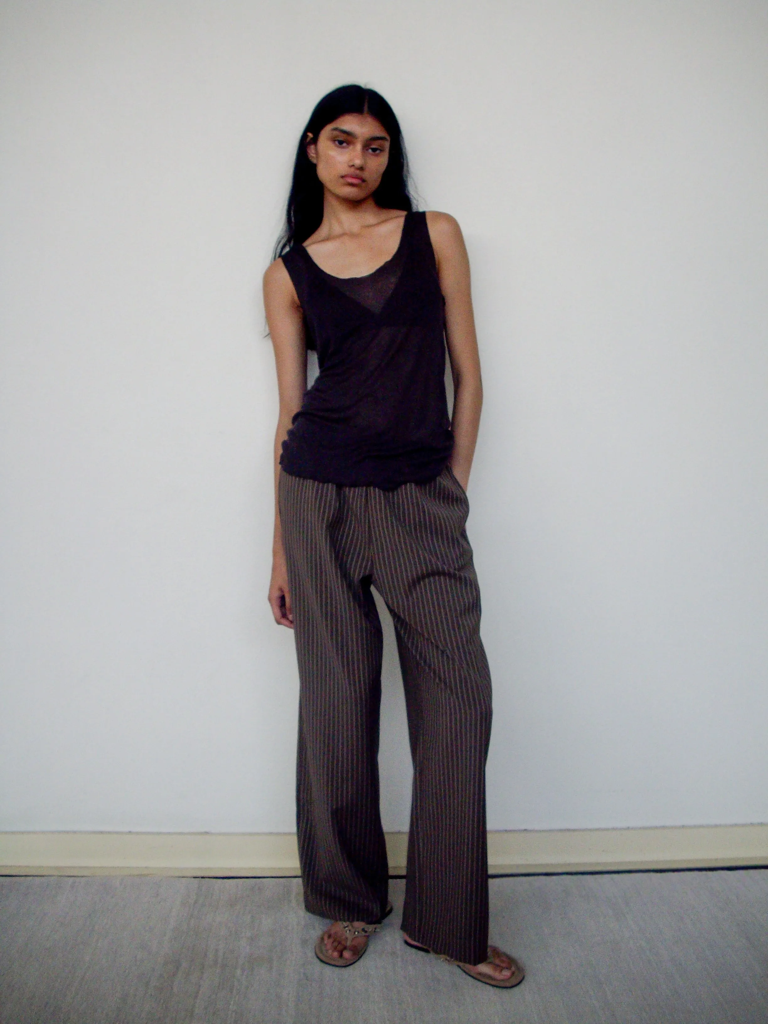 Pure Wool Ease Trouser - Sable Stripe sold by Deiji Studios product image thumbnail 3