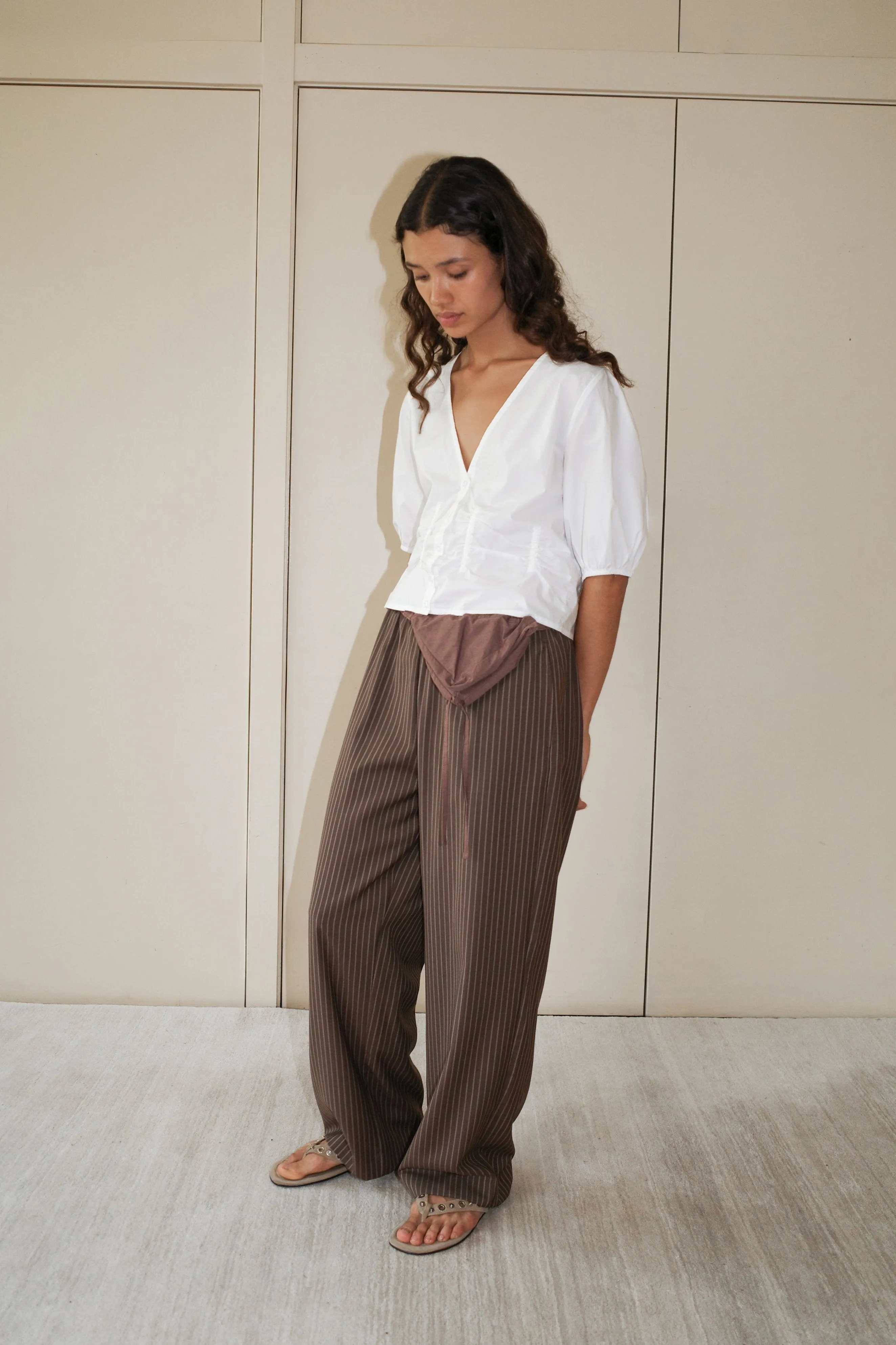 Pure Wool Ease Trouser - Sable Stripe sold by Deiji Studios product image thumbnail 4