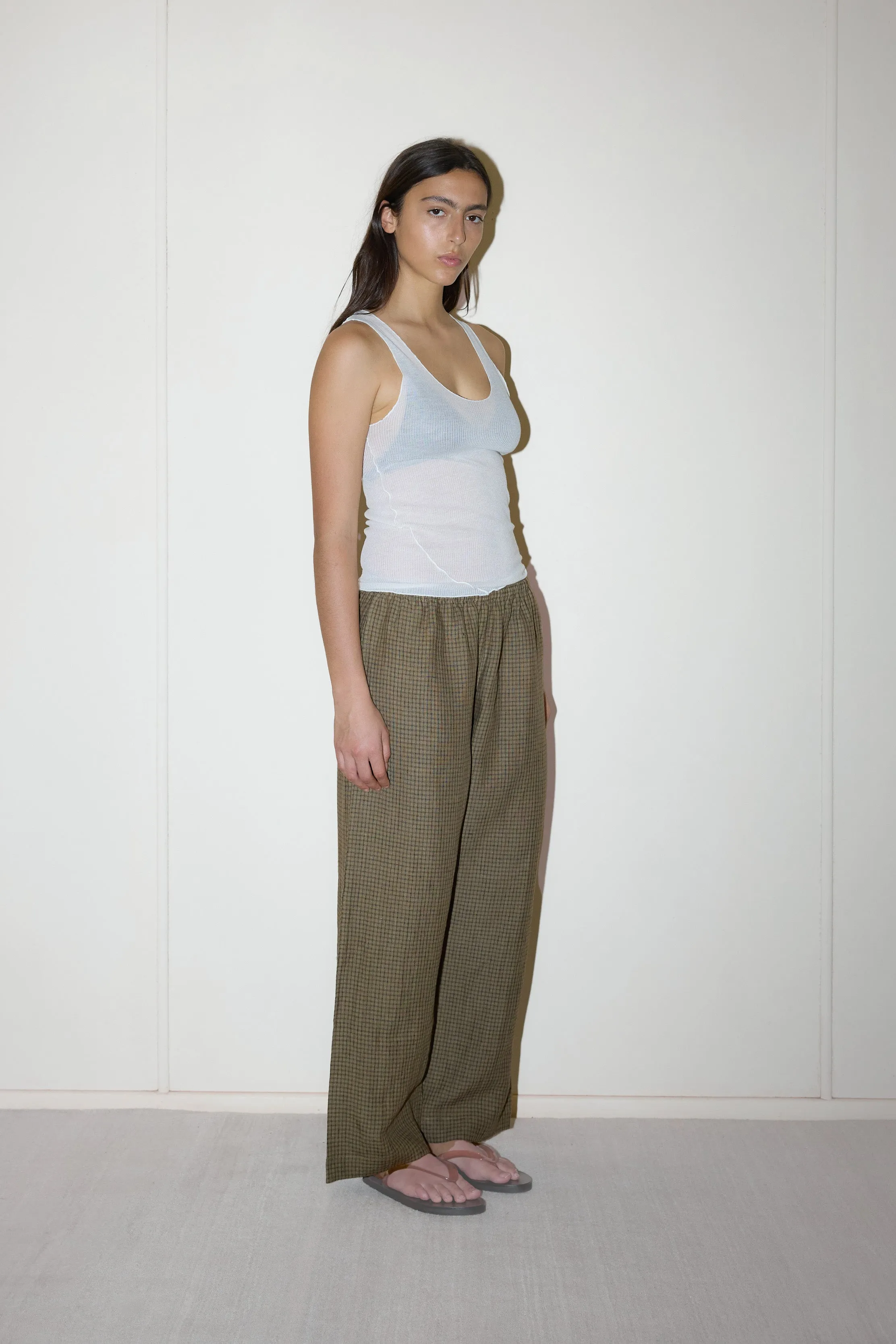 Linen Ease Trouser - Pine Check sold by Deiji Studios product image thumbnail 2