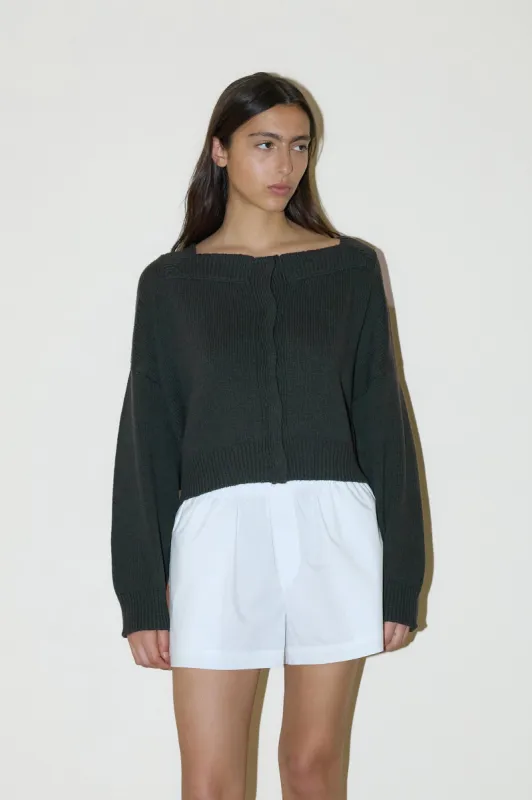Square Neck Cardigan - Forest sold by Deiji Studios
