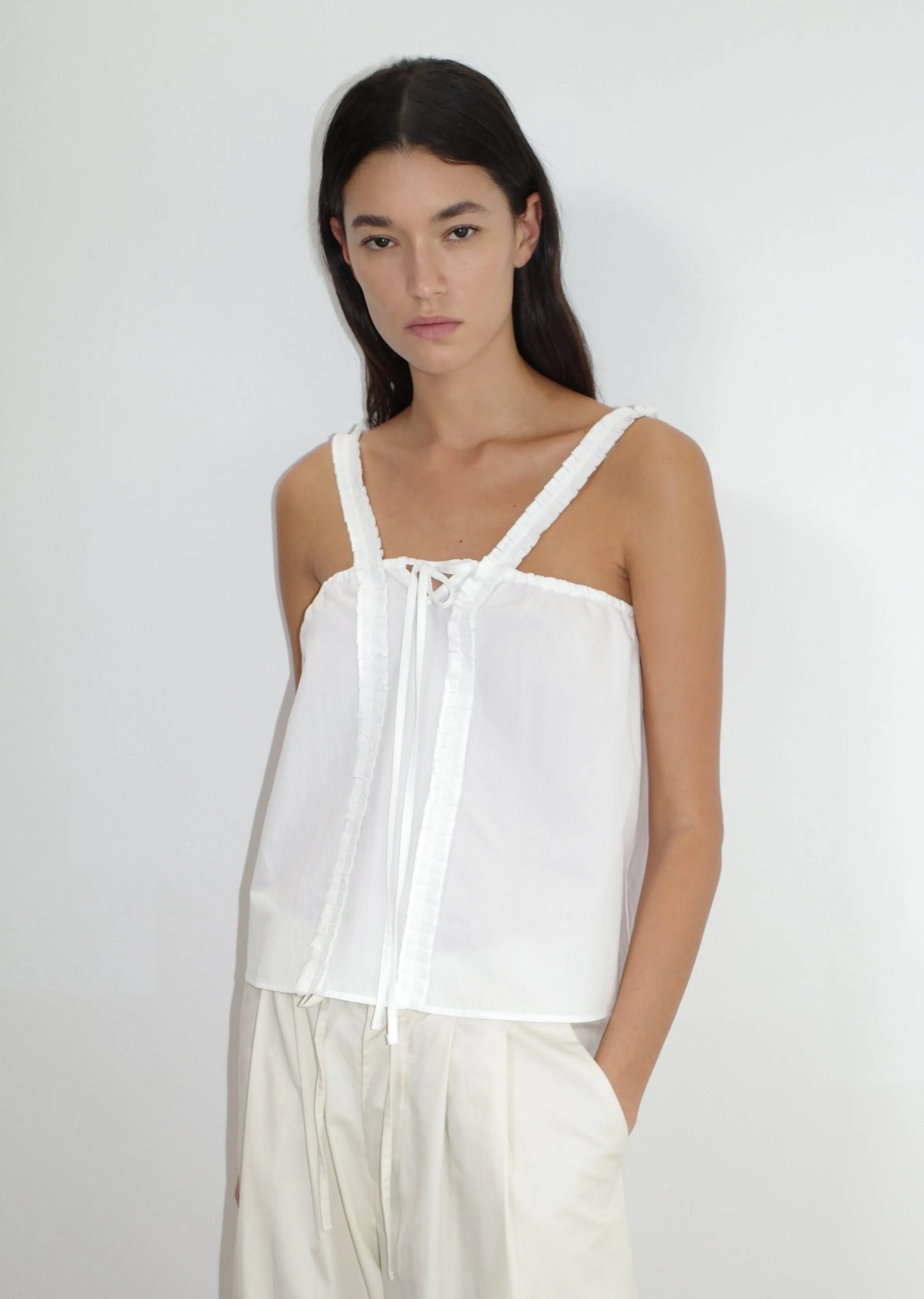 Ruffle Strap Top - White sold by Deiji Studios