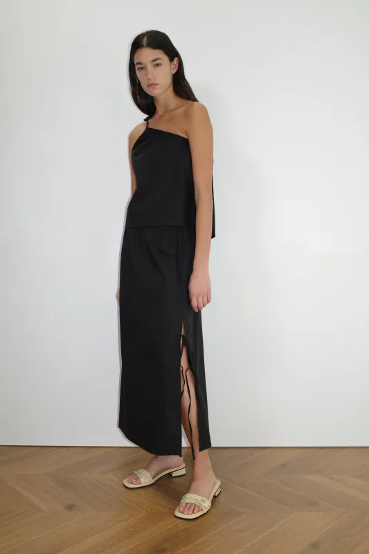 Split Tie Skirt - Black made by Deiji Studios