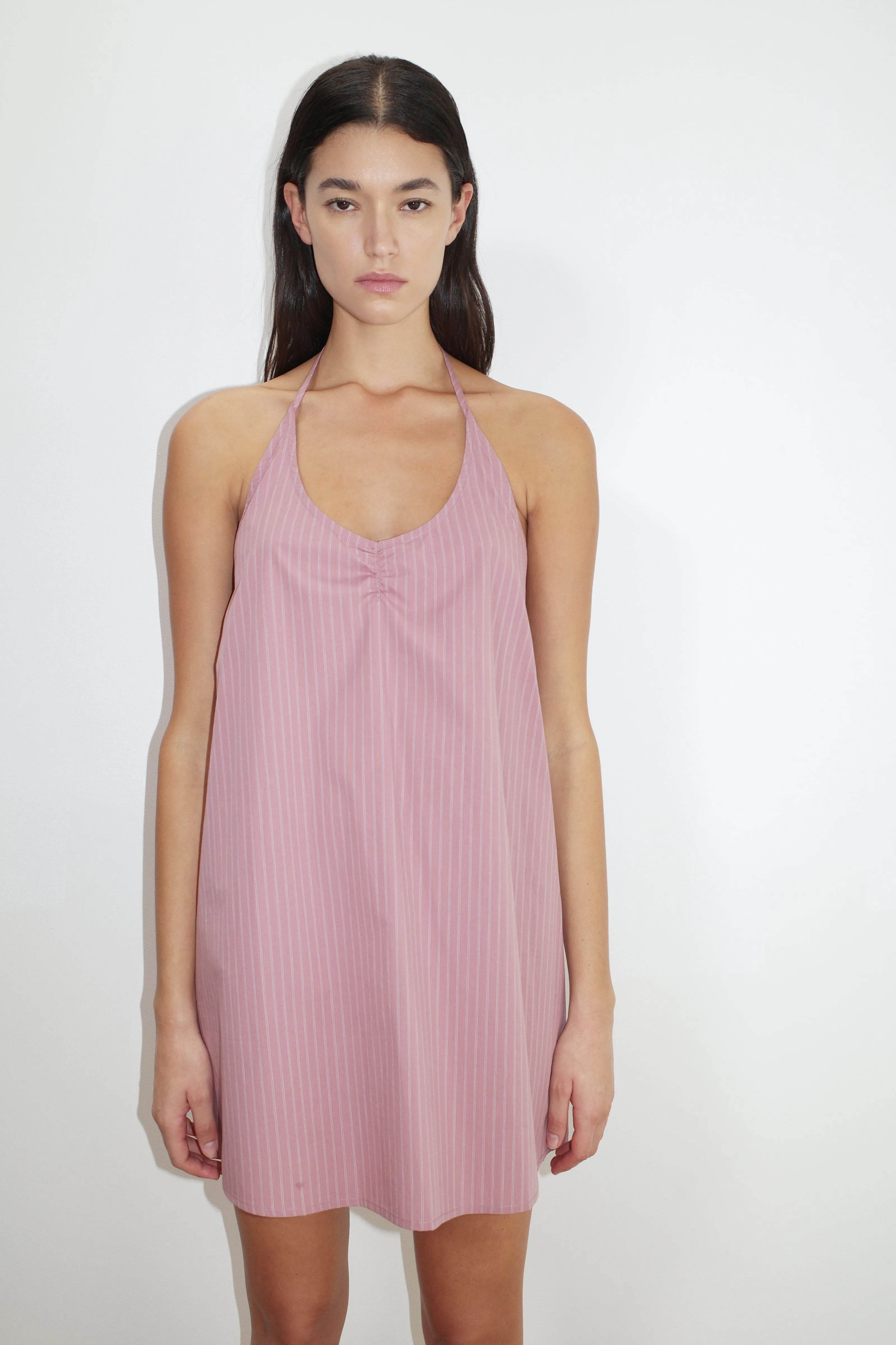 Round Halter Dress - Salt Stripe sold by Deiji Studios