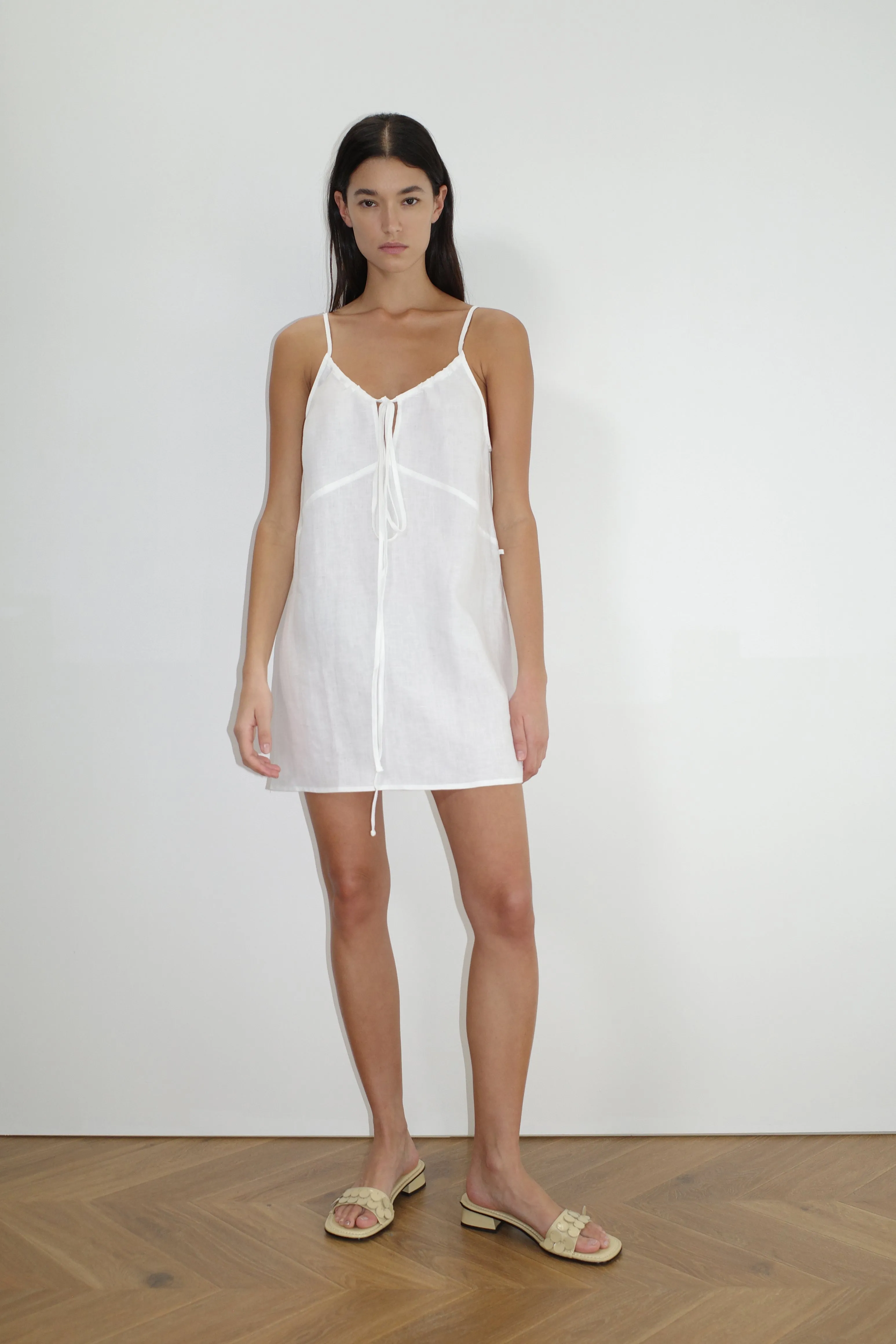 Tie Front Dress - White sold by Deiji Studios product image thumbnail 2