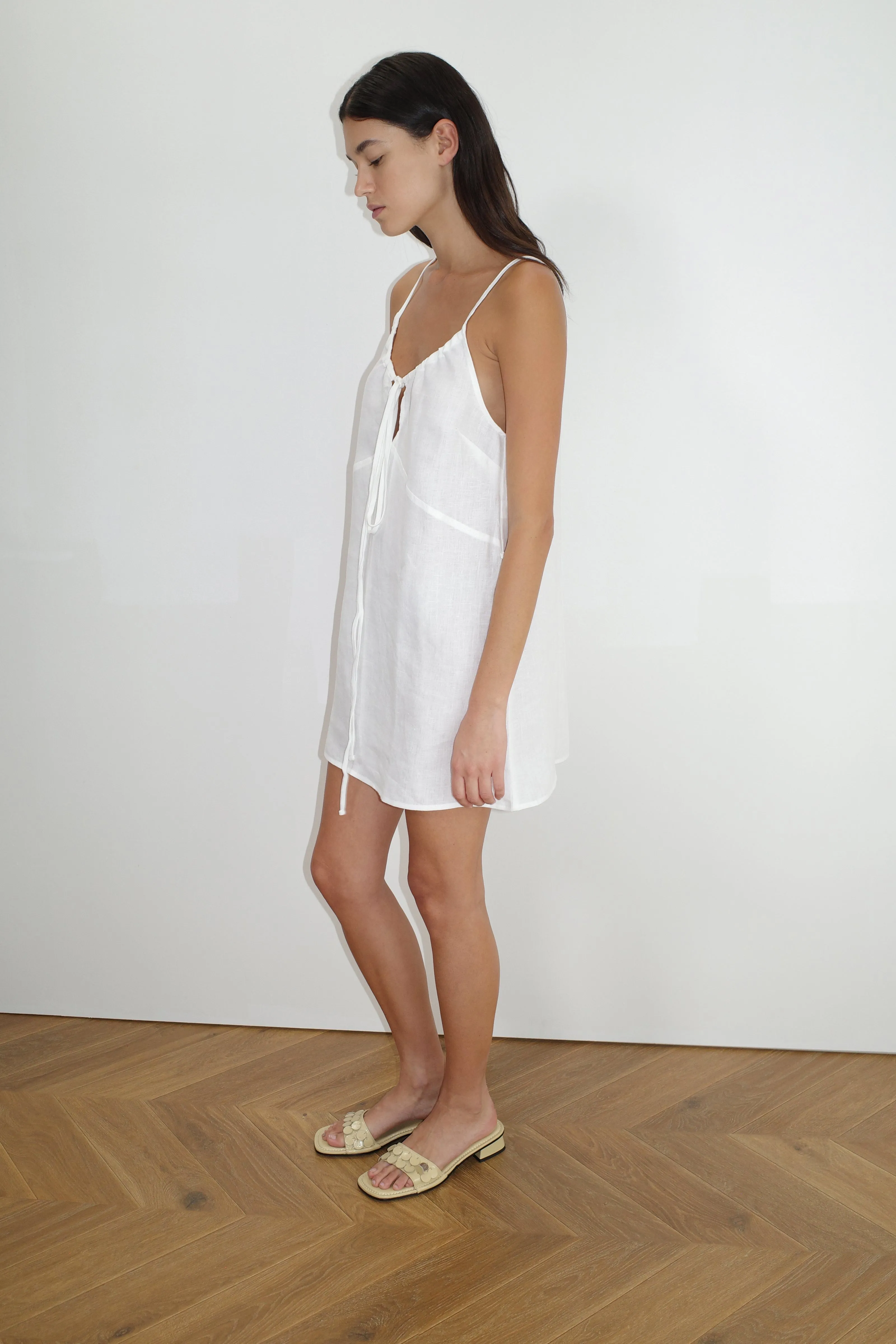 Tie Front Dress - White sold by Deiji Studios product image thumbnail 3