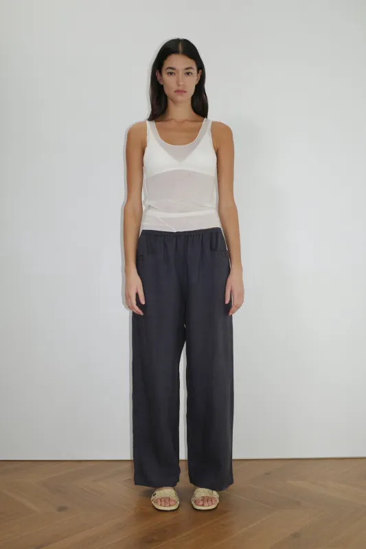 Linen Square Pocket Pant - Ink sold by Deiji Studios