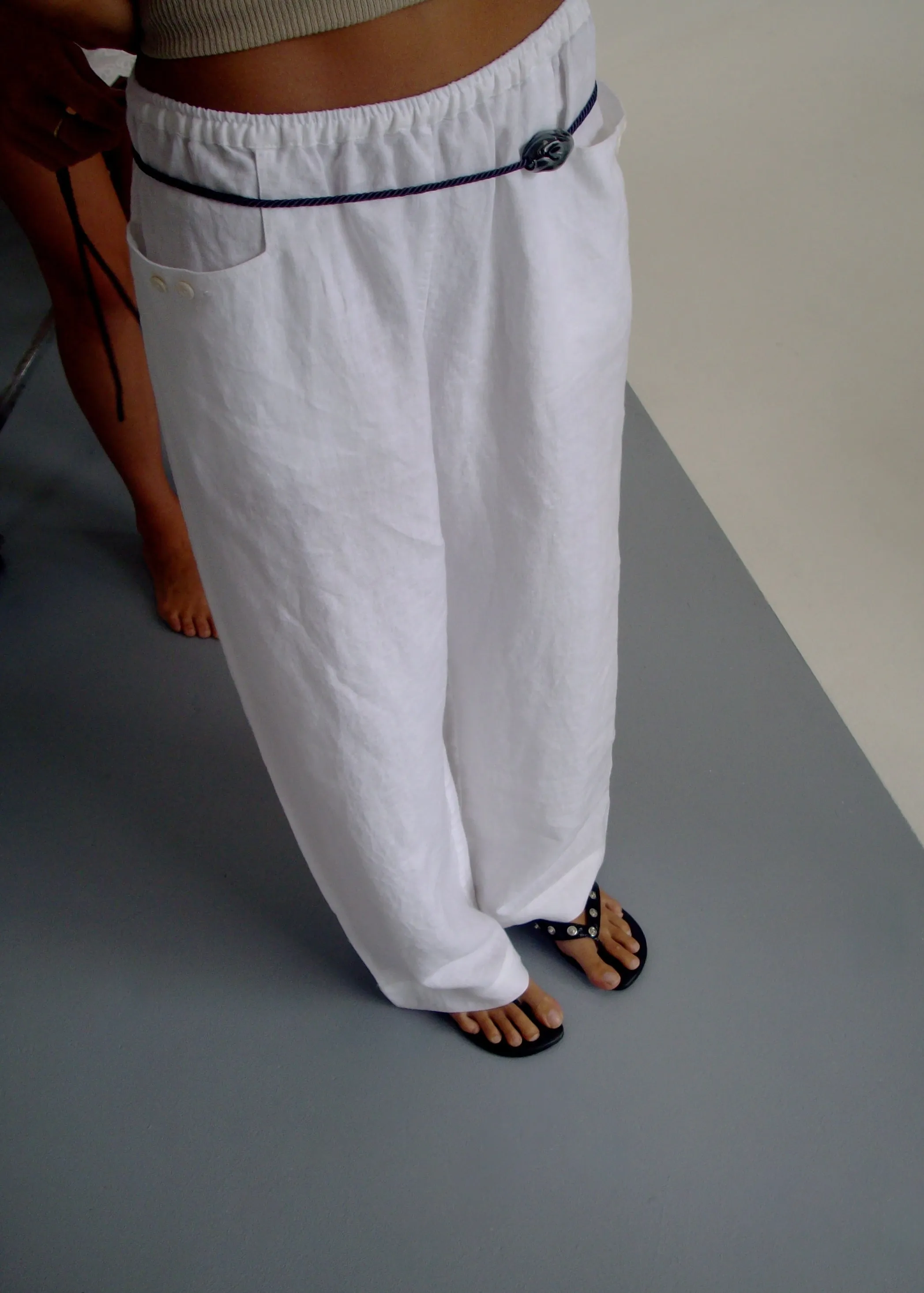 Linen Square Pocket Pant - White sold by Deiji Studios product image thumbnail 3