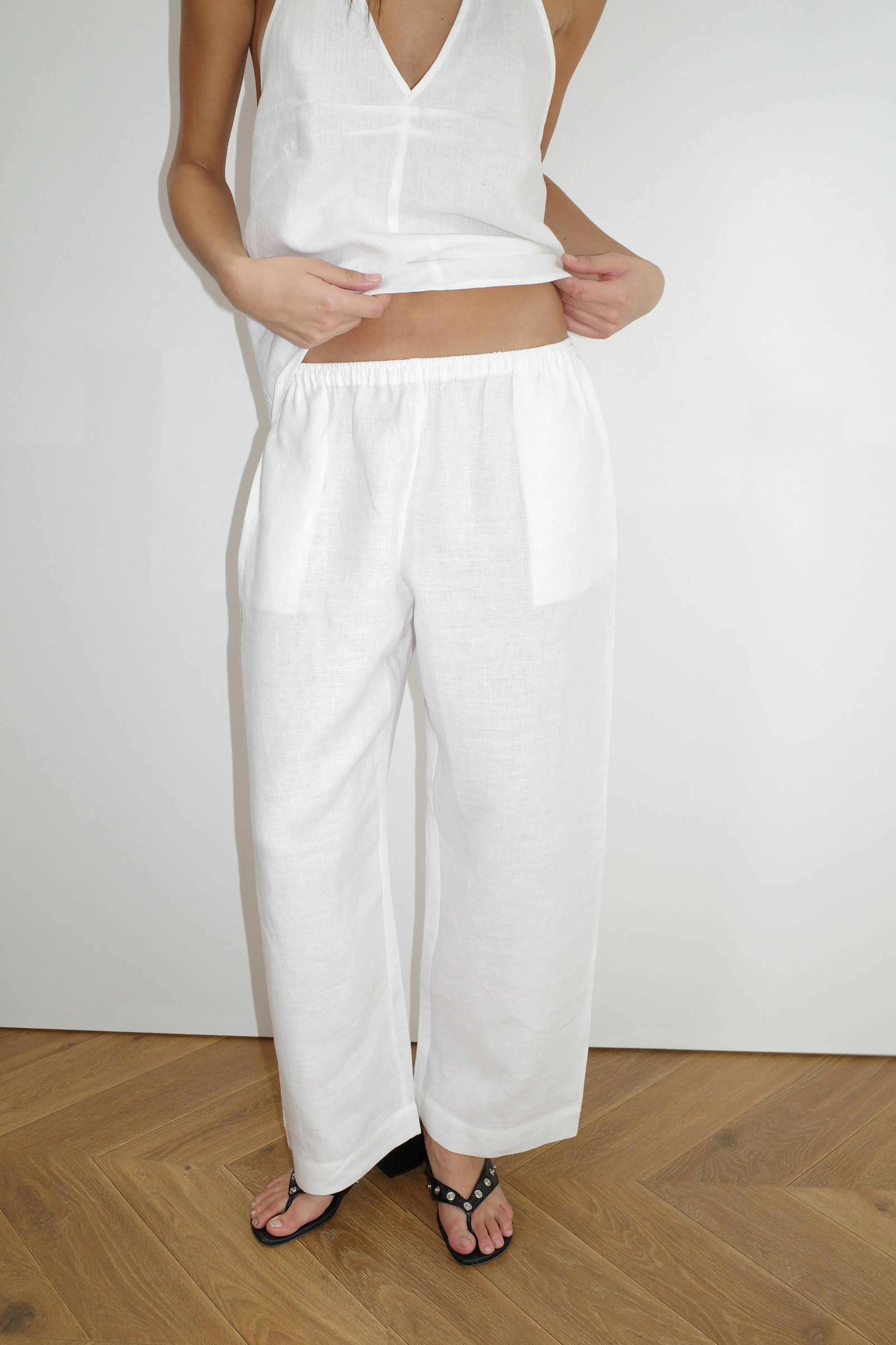 Linen Ease Trouser - White sold by Deiji Studios product image thumbnail 2
