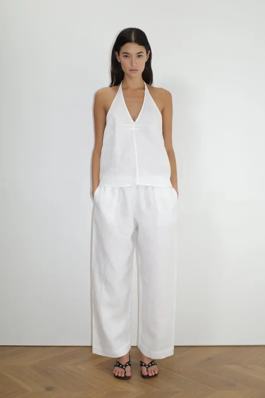 Linen Ease Trouser - White sold by Deiji Studios