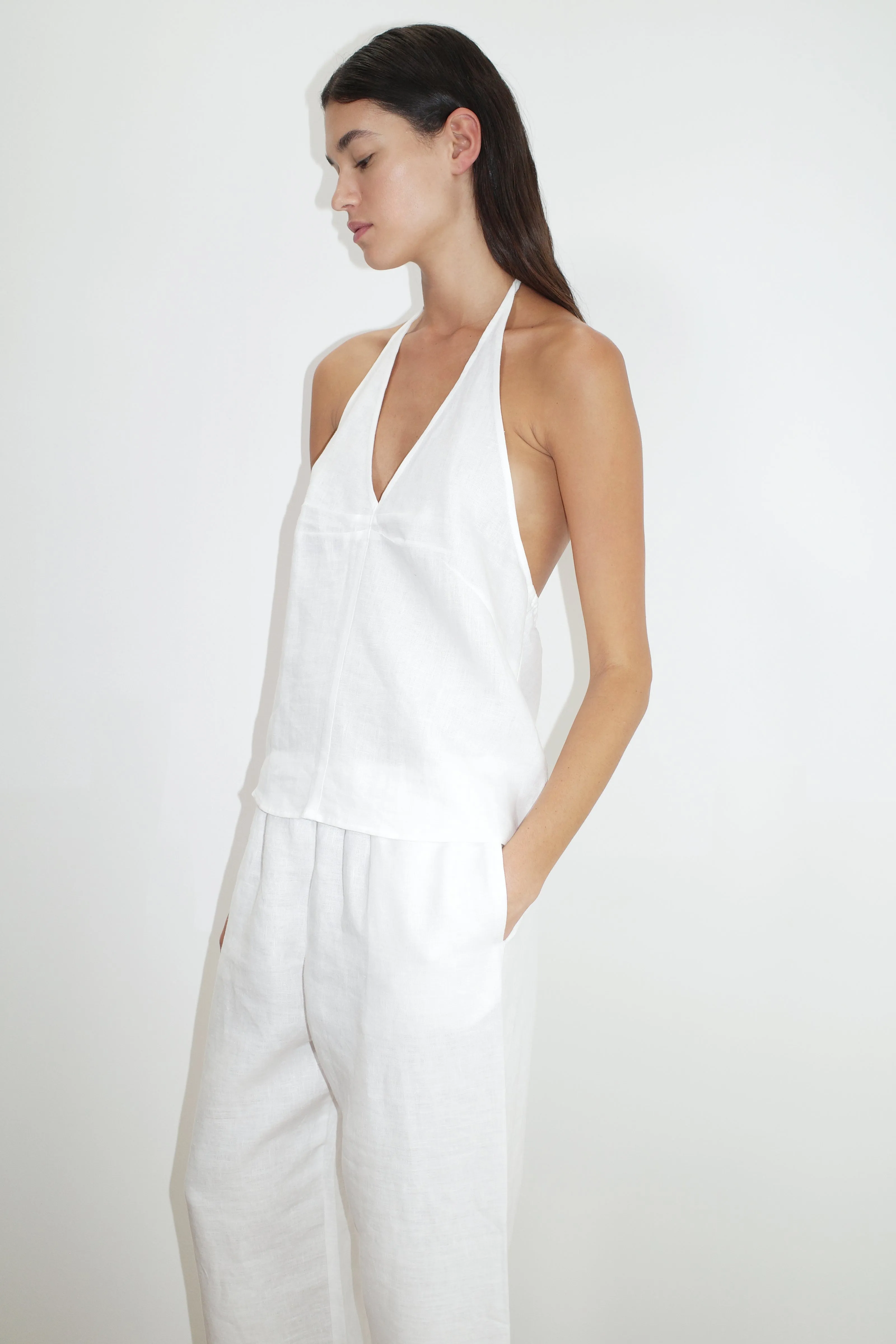 Linen Ease Trouser - White sold by Deiji Studios product image thumbnail 4