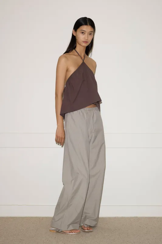 Low Pocket Pure Wool Pant - Dove Stripe made by Deiji Studios